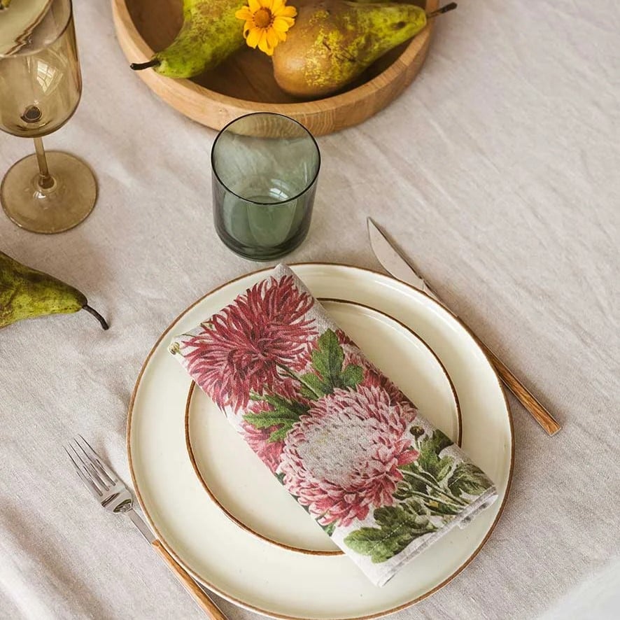 Image of Serviettes de Table en Lin Fleurs des Champs Lot De 6