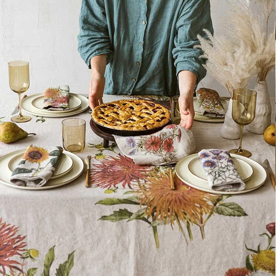 Image of Serviettes de Table en Lin Fleurs des Champs Lot De 6