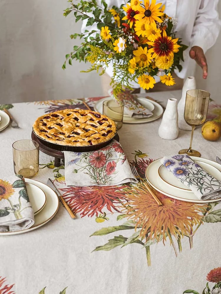 Image of Nappe DAHLIAS en Lin Lavé Taille Unique 170 x 250 cm