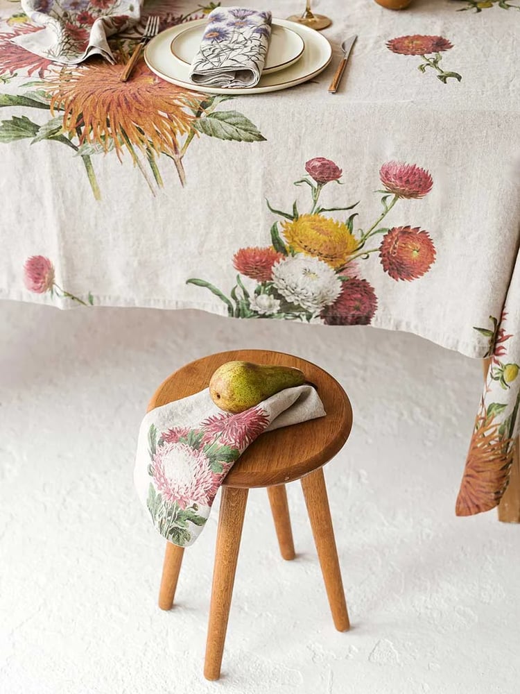 Image of Nappe DAHLIAS en Lin Lavé Taille Unique 170 x 250 cm
