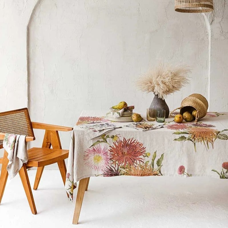 Image of Nappe DAHLIAS en Lin Lavé Taille Unique 170 x 250 cm