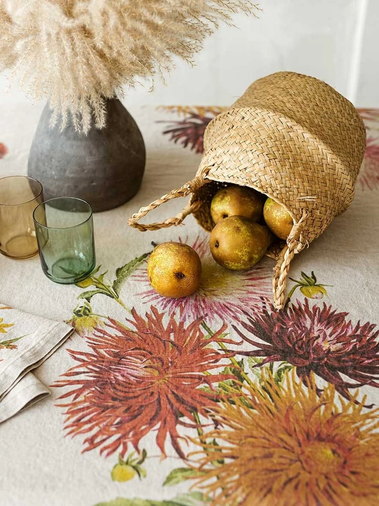 Image of Nappe DAHLIAS en Lin Lavé Taille Unique 170 x 250 cm