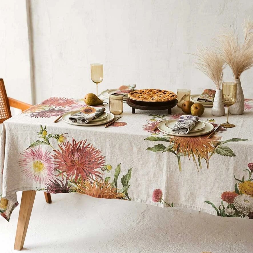Image of Nappe DAHLIAS en Lin Lavé Taille Unique 170 x 250 cm