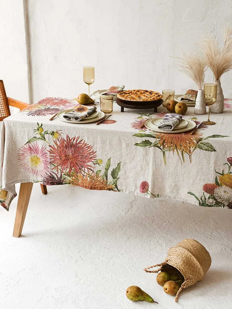 Image of Nappe DAHLIAS en Lin Lavé Taille Unique 170 x 250 cm