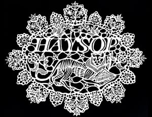 Haysop t-shirt, white on black 