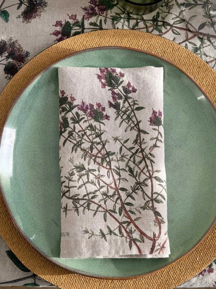 Image of Serviettes de Table en Lin Herbes Aromatiques Lot De 6
