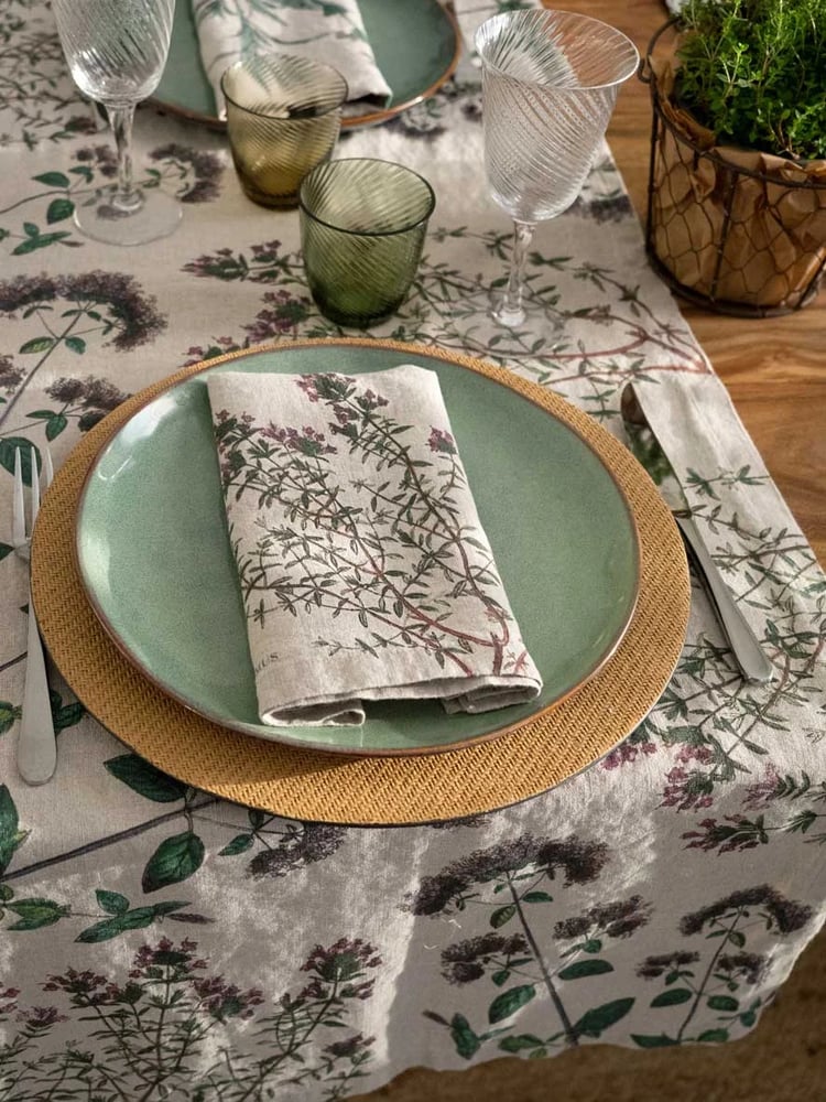 Image of Serviettes de Table en Lin Herbes Aromatiques Lot De 6