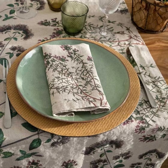 Image of Serviettes de Table en Lin Herbes Aromatiques Lot De 6