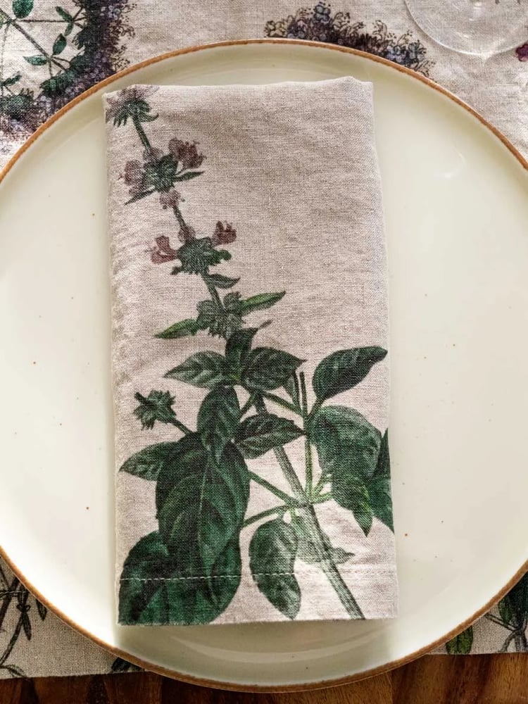 Image of Serviettes de Table en Lin Herbes Aromatiques Lot De 6