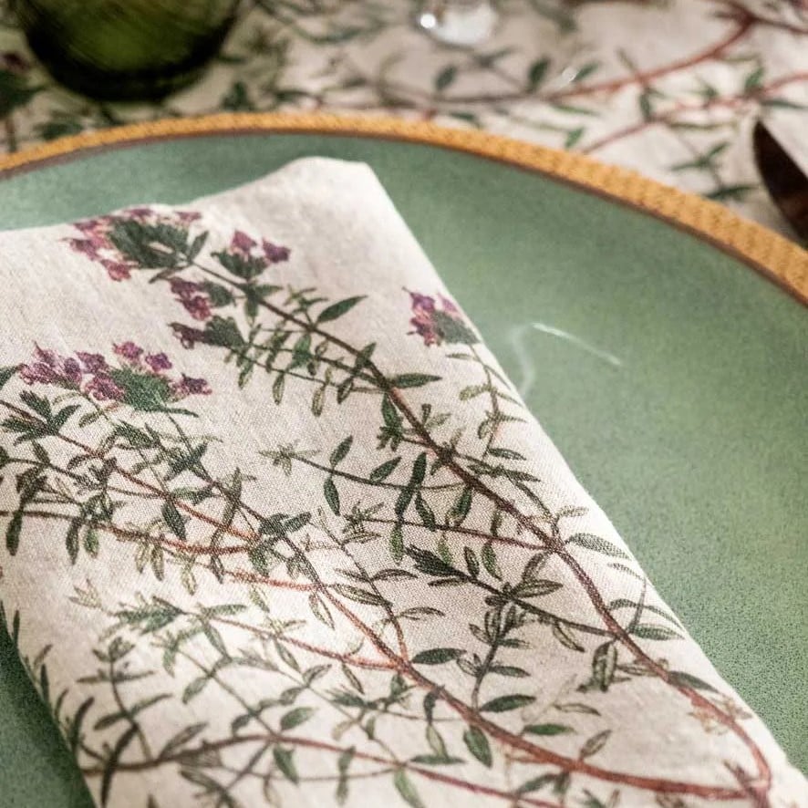 Image of Serviettes de Table en Lin Herbes Aromatiques Lot De 6