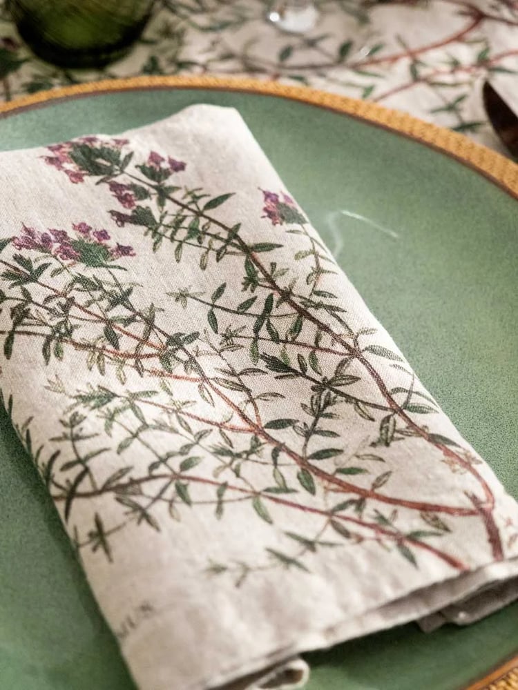 Image of Serviettes de Table en Lin Herbes Aromatiques Lot De 6