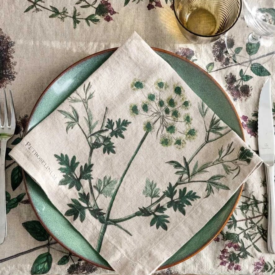 Image of Serviettes de Table en Lin Herbes Aromatiques Lot De 6