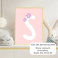 Image 1 of Initial Flower Personalised Print