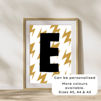 Image 1 of Jazzy Lightening Personalised Initial Print