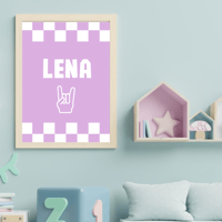 Image 3 of Rock Hand-sign Checkerboard Personalised Print
