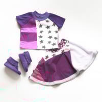 Image 1 of purple stars plum orchid 2T 2 short sleeve top and skirt set courtneycourtney matching 