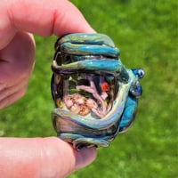 Image 4 of XXXL. Blue Aura Octopus Garden Aquarium Bead - Flamework Glass Sculpture Bead