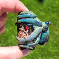 Image 5 of XXXL. Blue Aura Octopus Garden Aquarium Bead - Flamework Glass Sculpture Bead