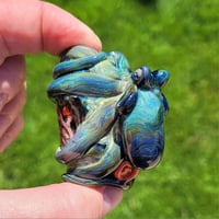 Image 7 of XXXL. Blue Aura Octopus Garden Aquarium Bead - Flamework Glass Sculpture Bead