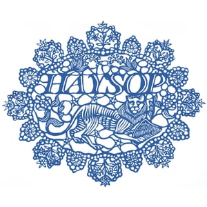 Haysop t-shirt, blue on white