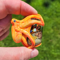 Image 4 of XXL. Bright Coral Orange Kraken and it's Tropical Coral Reef Garden - Flamework Glass Sculpture