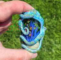 Image 4 of XXXXL. Blue Reticulated Kraken with Coral Reef Garden - Flamework Glass Sculpture