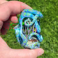 Image 2 of XXXXL. Blue Reticulated Kraken with Coral Reef Garden - Flamework Glass Sculpture