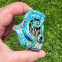Image 7 of XXXXL. Blue Reticulated Kraken with Coral Reef Garden - Flamework Glass Sculpture