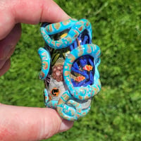 Image 2 of XXXXL. Sky Blue Reticulated Kraken with Coral Reef Garden - Flamework Glass Sculpture