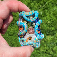 Image 3 of XXXXL. Sky Blue Reticulated Kraken with Coral Reef Garden - Flamework Glass Sculpture