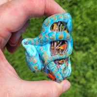 Image 5 of XXXXL. Sky Blue Reticulated Kraken with Coral Reef Garden - Flamework Glass Sculpture