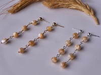 Image 5 of Golden Brown Mother of Pearl Earrings/14k Gold-filled/Sterling Silver Dangle Earrings