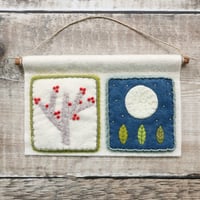 Image 1 of Berries and Moon | Miniature Felt Wall Hanging