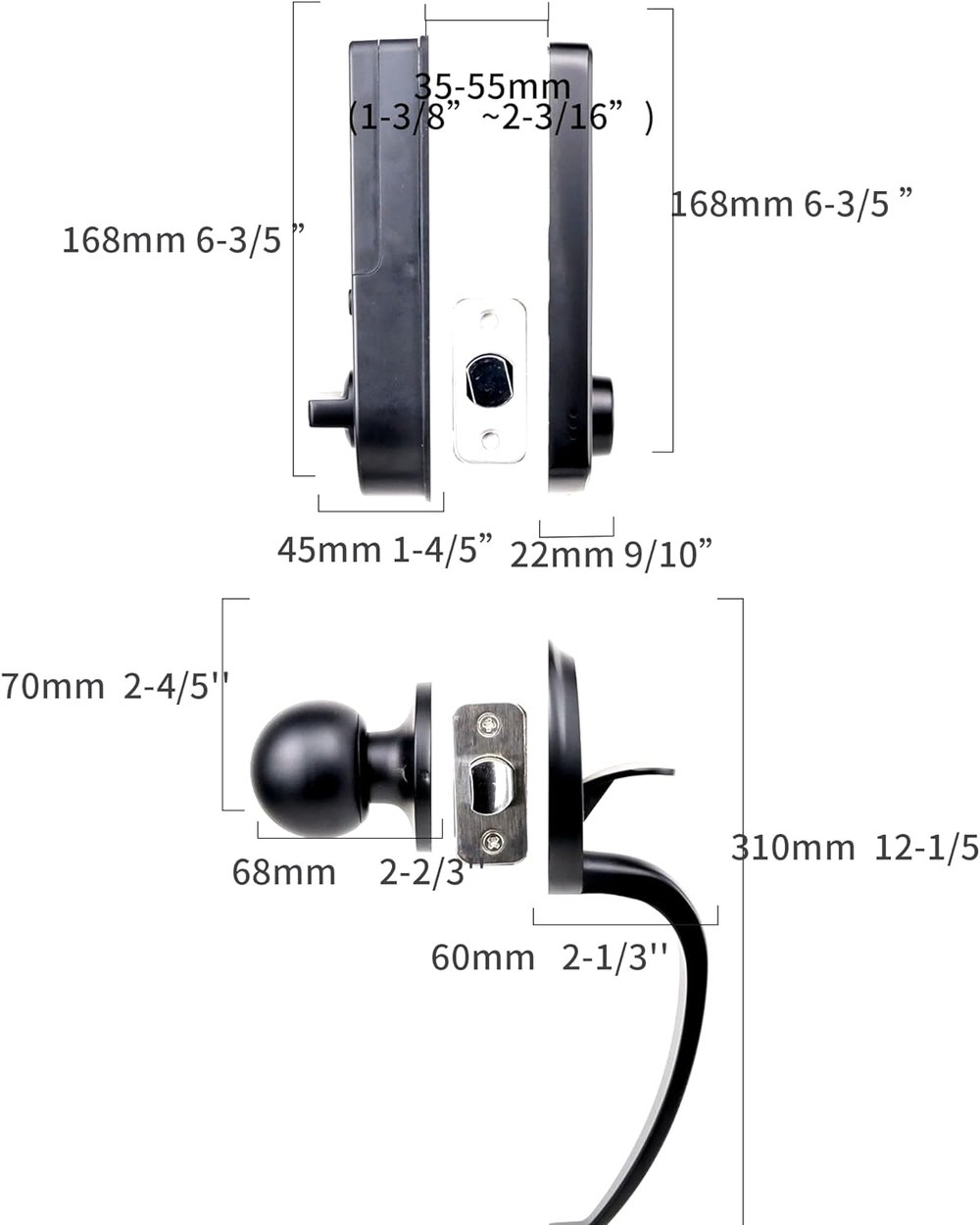 Smart Fingerprint Door Lock | Keypad, OLED, Auto Lock, DIY Install, Black, 300 Users