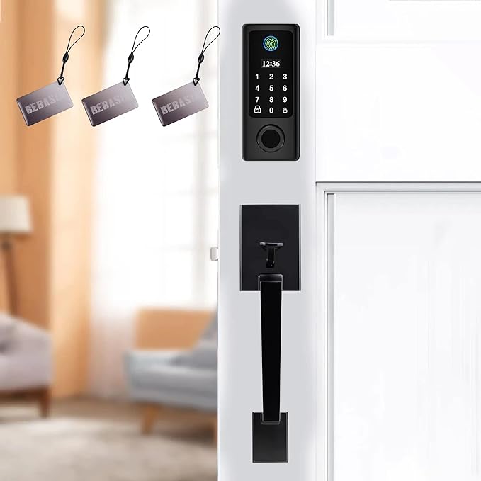 Smart Fingerprint Door Lock | Keypad, OLED, Auto Lock, DIY Install, Black, 300 Users