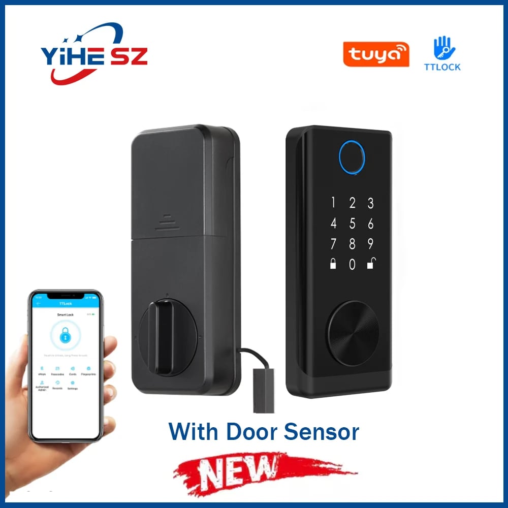 Smart Fingerprint Door Lock | Keypad, OLED, Auto Lock, DIY Install, Black, 300 Users