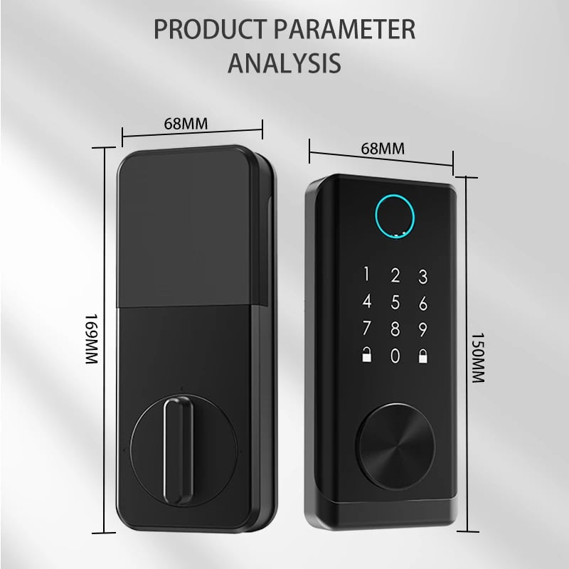 Smart Fingerprint Door Lock | Keypad, OLED, Auto Lock, DIY Install, Black, 300 Users