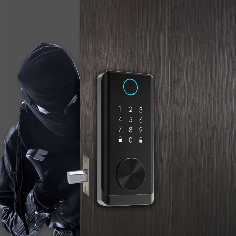 Smart Fingerprint Door Lock | Keypad, OLED, Auto Lock, DIY Install, Black, 300 Users