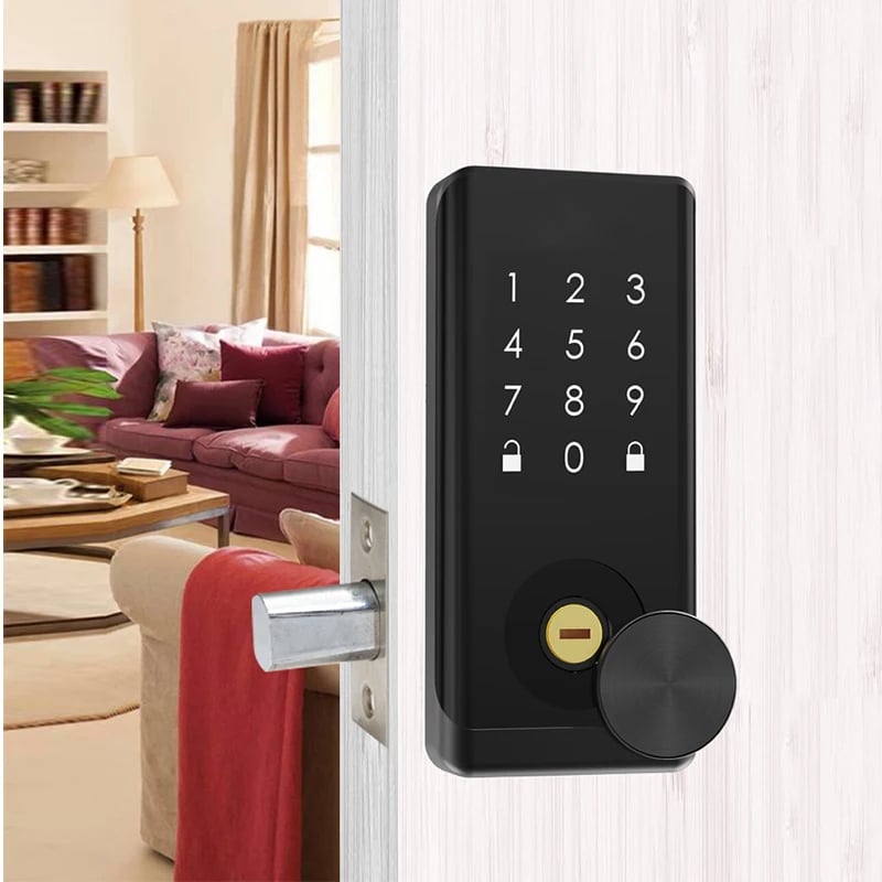 Smart Fingerprint Door Lock | Keypad, OLED, Auto Lock, DIY Install, Black, 300 Users