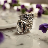 Image 2 of 1904 Antique Violet Sterling silver spiral Spoon Ring