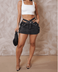 Image 1 of BLACK DENIM SKORT