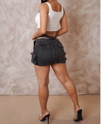 Image 2 of BLACK DENIM SKORT