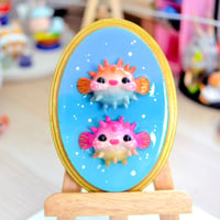 Image 1 of Blowfish Beastie Buddies on Plaque (orange/pink)