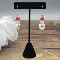 White Heart Earrings