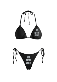 LOVE DON'T PAY BILLS REFLECTIVE BIKINI SET