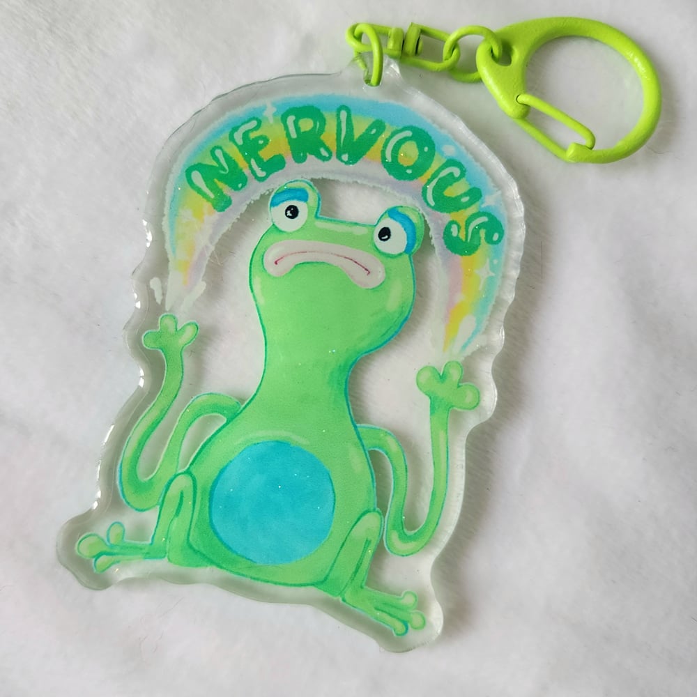 Image of Nervous frog keychain - SECONDS