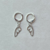 angel wings silver huggie hoop earrings