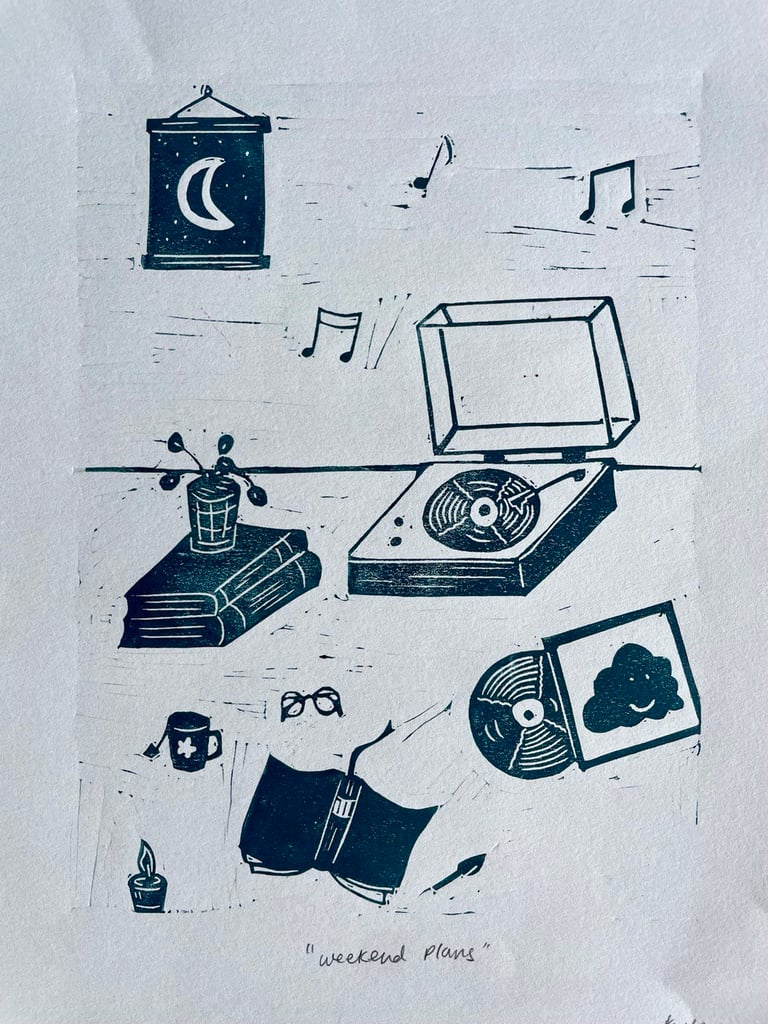 Weekend Plans (Handmade relief print) Image 2