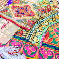 Image 5 of Boho Sari Fabric Patches Craft Pack 10 Pieces