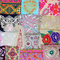 Image 3 of Boho Sari Fabric Patches Craft Pack 10 Pieces